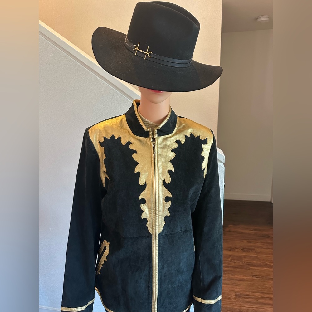 Leather Linea by Louis Dell'Olio Black and Gold Jacket leather.